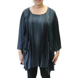 NEW MODESCE hand painted two pocket swing tunic in graphite multi